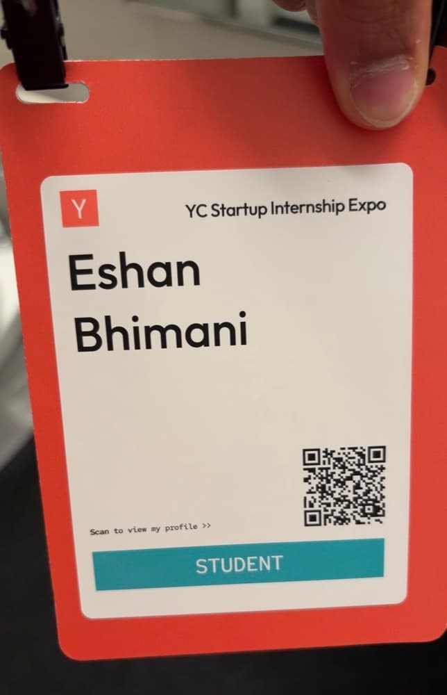 My YC Startup Internship Expo badge